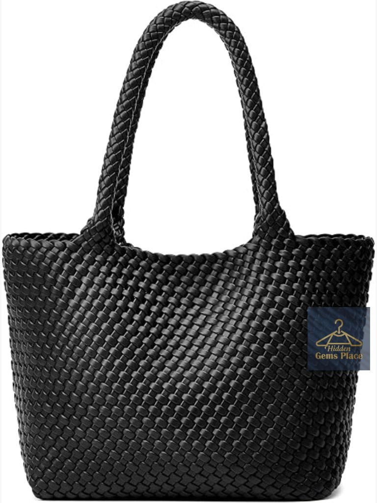 Handwoven Vegan Leather Tote Bag With Detachable Clutch - Large